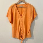 Cleo Petites Orange Short Sleeve Button Down Dolman Tie Front Shirt Size M Size M Photo 0