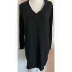 Cloth & Stone • Solid Black V Neck Long Sleeve Pocket Dress Photo 11