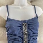 Badgley Mischka Slate Blue Bedazzled Cut Out One Piece Swimsuit 8 Photo 2