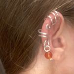 New 3 Piece Set Wire Ear Cuffs With Agate Crystal Stone Bead Charm Silver Photo 1
