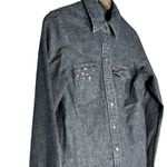 William Rast Women's | | Dark Blue Denim Long Sleeve Studded Pockets Snap Top Photo 1