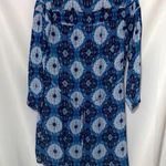 Loft ANN TAYLOR SIZE MEDIUM Blue White Smocked Dress medallion paisley design Photo 0