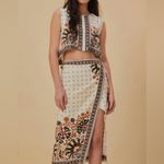 Farm Rio  Flower Fan Tapestry Off White Cropped Top and Wrap Skirt Photo 3