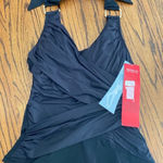 Spanx  Swim Tankini Womens 8 Black Swim Suit Halter Top ONLY Gold Detail NWT Photo 0