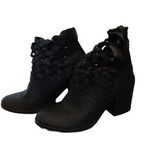 Qupid Black Faux Leather Womens Ankle Boots With Braided Design & Chunky Heel Photo 0