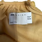 ASOS Thin Straps High Thigh Slit Cowl Neck Pale Yellow Textured Circle Dress Photo 7