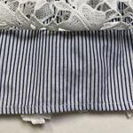 Adiva Lace Overlay Floral Blue White Stripe Preppy Halter Neck Tie Back Tank Top Size M Photo 4