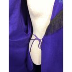 Vanity Fair Vintage Lounge Robe Fringe Embroidered Floral Full Length Purple Photo 5