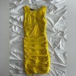 Bebe Vibrant Yellow Ruched Mini Dress Photo 3