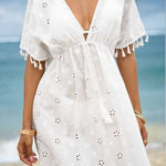Cupshe NWT  Size Medium Vanilla Dune White Cover-Up Mini Dress Photo 0