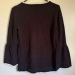 Calvin Klein Womens Black Flare Sleeve Round Neck Gauzy Blouse sz M Preppy Chic Photo 2