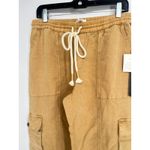 Nicole Miller  Linen Pant Women L Tan Cargo Crop Wide Leg Coastal Gorpcore Beach Photo 1