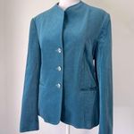 Leslie Fay Vintage ‘80s Personal () Teal Niedieck Velvet Collarless Blazer Photo 0