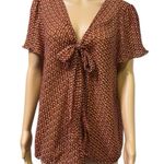 Max edition Lightweight Tie Front Polka Dot Short Flutter Sleeve Blouse Size XL Photo 1