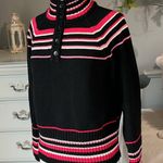 Liz Claiborne  Lizsport Petite Sweater Black Striped Cotton Acrylic Cotton MP Photo 8