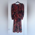 ZARA  paisley print long sleeve v-neck button down midi dress size small boho Photo 3