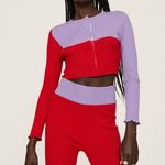 Victor Glemaud Red Purple Colorblock Cropped Cardigan Wool Sweater XS Photo 1