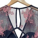 Lovers + Friends  Shoreline Maxi Dress Navy Pink Lace Size Small Sheer Floral Photo 6