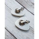 Vintage Clip On Earrings Large Triangular Shape Pearlescent Photo 5