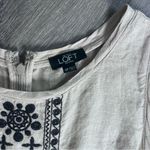 Loft Petites Beige Linen Romper with Black Floral Embroidery 6P NEW Photo 4