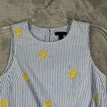 J.Crew  Shirt Blue White Striped Tie-Front Tank Sleeveless Embroidered Size 8‎ Photo 3