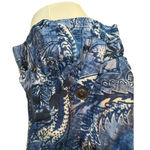 Chico's  Linen Blend Top Jacket Blue White Collar 3/4 Sleeve Metal Buttons 0 S 4 Photo 5