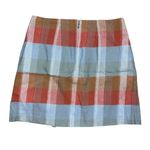 Madewell NWT Women's Sz 4 Single-Pleat Linen Mini Skirt Blue Orange Plaid Preppy Photo 7