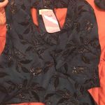 Navy Patterned Tie Crop Shirt Blue Photo 4