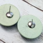 Vintage Earrings For Pierced Ears Light Green Domed Photo 5