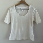 Athleta  Designed in SF White Rounded Neck Tee T-Shirt Top Small Photo 0