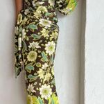 ALEMAIS WINNIE MIDI DRESS CHOCOLATE/FLORAL SIZE 2 NWT Green Photo 0