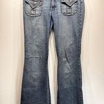 Z.Cavaricci Vintage Y2K 90s Denim Flare Jeans Front & Back Button Flap Pockets Blue Size 6 Photo 0