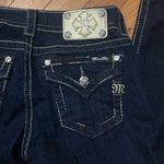 Miss Me SKINNY DARK WASH JEANS SADDLE STITCH POCKET RED,WHITE AND BLUE SZ 27 Photo 5