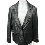 Nanette Lepore NEW  Black Faux Vegan Leather Notch Collar Blazer Coat Jacket 10 Photo 0