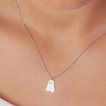Cute Ghost Pendant Necklace For Halloween Alloy Neck For Ladies Gift Silver Photo 1