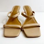 Jaggar The Label Square Toe Heels Two Strap Leather Nude Tan Women's 38 US 7 Photo 2