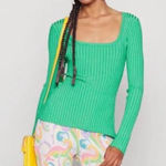 Good American Knit Kelly Green Sweater Long Sleeve Blouse NWT $129 REVOLVE Lux Photo 0