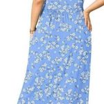 BISHUIGE Blue and White Ditsy Floral Print Dress Womens SZ 6XL Maxi Soft Photo 1