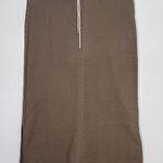 Co & Eddy Linen mix midi khaki skirt front tie side slits size 10 Tan Size M Photo 0