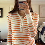 Aerie  Orange and White Striped Henley Photo 0