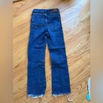 ZARA women’s baby blue high rise straight leg raw hem jeans size 2 EUC Photo 4