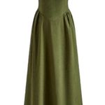 NEW Commense Cotton & Linen Halter A Line Long Dress Large Green Photo 0