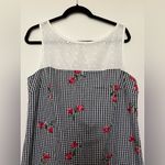 Karl Lagerfeld Paris Gingham Floral Embroidered Dress, Size 14 Photo 1