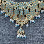 Gold Plated Blue Stone Beaded Rajasthani Kundan Bridal Necklace Gold Photo 4