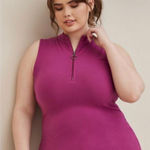 Torrid  3 Foxy Sleeveless Mock Neck Zip Up Tank Top Pink 3x 22‎ 24 Photo 0