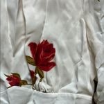 Reformation Red and Brown Sheath Dress with Bishop Sleeves for Wedding Guest Photo 2