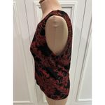 Chico's Vtg  Acetate Floral Tank Top Shell Size 1‎ Black & Red Holiday Old Money Photo 4