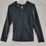 New Mix  L/S Full Zip Activewear Hooded Jacket Women's Small Black Textured Photo 0
