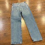 Mango MNG  silver embellished straight button fly jeans, silver trim, size 1, modern Photo 2