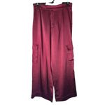 LNA‎ Clothing Pants Women Medium Red Silky Cargo Pants Wide Leg Luxury Retro Photo 1